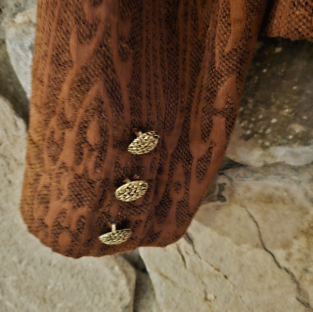 Blazer Jacket Rust Color With Pockets And Gold To… - image 8